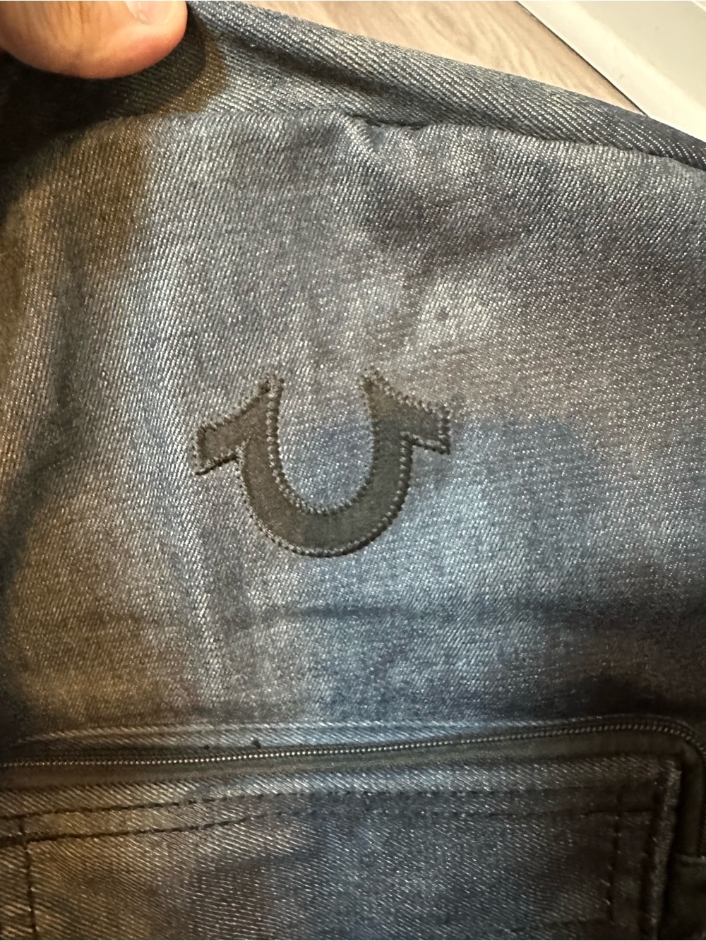 True Religion Gray Denim Backpack Black Suede Trim Laptop School Travel Bag - Picture 2 of 8